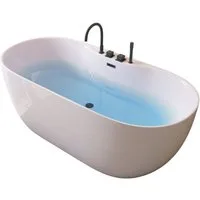HOME DELUXE Badewanne LENI mit schwarzer Armatur, (1-tlg), 170 x 80 x 58 cm - mit Fußgestell und Abflussset, Wanne, Badezimmer