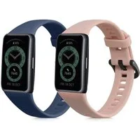 kwmobile 2x Uhrenarmband für Huawei Band 6 & 6 Pro / Honor Band 7 & 6 Armband Smartwatch, 2-tlg., Fitnesstracker Band Set aus TPU Silikon - Ersatzarmband Smartwatch