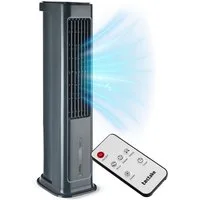 tectake Tischventilator Luftkühler Alaska in anthrazit, leise, 3 Modi, Inkl. Fernbedienung, 4in1, 5 l Wassertank, 12-Stunden-Timer, Touch-Display, energiesparend