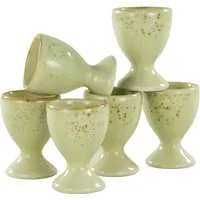 CreaTable Eierbecher Nature Collection, (Set, 6-tlg), Eierhalter aus hochwertigem Steinzeug, handwerklicher Look