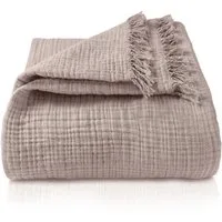 Laynenburg Tagesdecke Musselin mit Fransen aus 100% Baumwolle – Baumwolldecke, Wohndecke als Sommerdecke, Bett-Überwurf, Sofa-Decke, Kuscheldecke