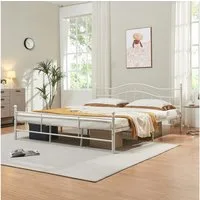 en.casa Metallbett, »Florenz« 180x200cm Weiß + Lattenrost