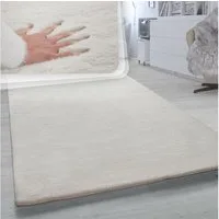 KADIMA DESIGN Teppich Unifarben 100% Polyester schmutzabweisend Hochflor Teppich, Läufer, Höhe: 26 mm, Florhöhe: 22 mm, Rücken aus Baumwolle, Läufer, 80x150cm, Creme