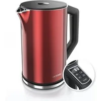 Arendo Wasserkocher Doppelwand, Edelstahl, Temperatureinstellung 40°–100°C mit Anzeige, 1,5 l, 2200 W, in 5 °C-Schritten einstellbar, Teekocher mit Temperaturanzeige