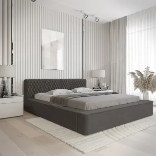 Polsterbett Doppelbett NORFOLK 160x200cm in Stoff Ditra Anthrazit