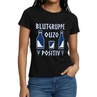 Spreadshirt T-Shirt Blutgruppe Ouzo Positiv Griechischer Stil Alkohol Frauen T-Shirt (1-tlg)