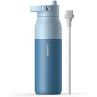 BRITA Trinkflasche BRITA LARQ Essential Trinkflasche (1L) mit Strohhalm, Edelstahl Wasserflasche mit doppelwandiger Isolierung - hält 24h kalt