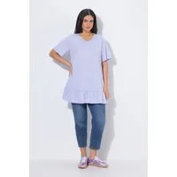 Ulla Popken Longshirt T-Shirt Volant A-Linie V-Ausschnitt