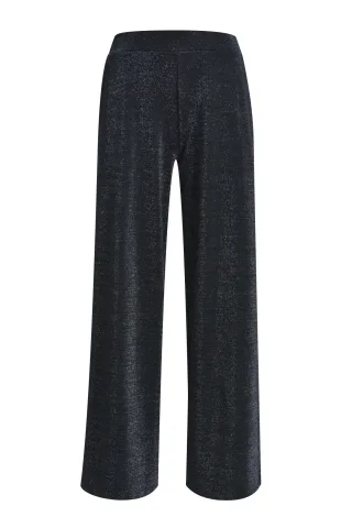Milano Italy - wideleg pants elastic waist french pockets black - Gr. - XS