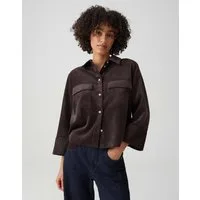 OPUS Langarmbluse aus Cord Regular Fit Pattentaschen