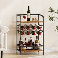 OUNUO Weinregal freistehend Flaschenregal 4 Etagen für 8 Flaschen 43 x 30 x 75 cm