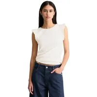 Marc O'Polo DENIM Trägertop Ärmelloses Volant-Top regular aus Bio-Baumwolle-Mix