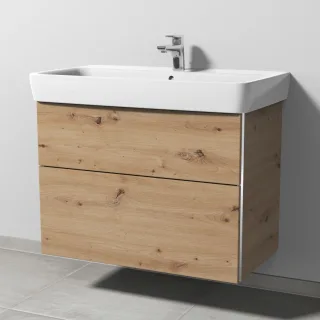 Sanipa 3way Waschtischunterbau zu Geberit Renova Plan Waschtisch mit 2 Auszügen, Eiche Natural-Touch BR87985