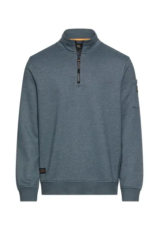 camel active - Sweatshirt mit Troyerkragen tinted blue - Gr. - L