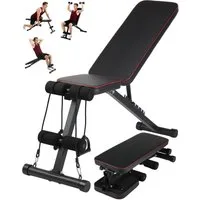 oyajia Hantelbank Klappbare Hantelbank mit Verstellbarer Rückenlehne für Heimtraining, (7-Fach Verstellbare Rückenlehne, Komfortables Sitz, für Indoor-Fitness, Robuster Stahlrahmen mit Schaumstoffrollen, bis 300kg Belastbar), Mit Kordelzug, ideal für