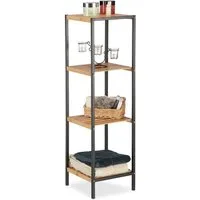 relaxdays Standregal Quadratisches Regal Bambus und Stahl, 4