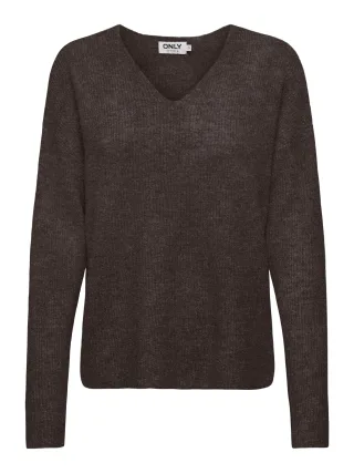 ONLY - ONLCAMILLA V-NECK L/S PULLOVER KNT NOOS Coffee Bean - Gr. - S
