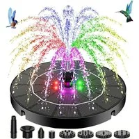 MOPUEA Gartenbrunnen Gartenbrunnen LED-Solarbrunnen, erhältlich mit und ohne Beleuchtung, (1 tlg), mit 4 Düse, Solar Schwimmender Fontäne Pumpe für Garten, Teich