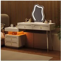 MODFU Schminktisch mit LED-Spiegel (mit Beleuchtung - für Schlafzimmer mit 4 geräumigen Schubladen und 1 offenem Staufach, 1-St., B140/T40/H130 cm)