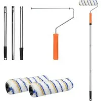 Zengi Farbroller Farbroller Teleskopstange Aluminium Profi für Wände Decken Innen Außen (Set, 2-St., Farbroller mit verstellbarer Aluminium-Teleskopstange), für Wand-, Latex- und Silikatfarbe, Stecksystem, ergonomischer Griff