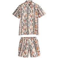 Next Shirt & Shorts Gemustertes Kurzarmhemd und Shorts im Set (2-tlg)