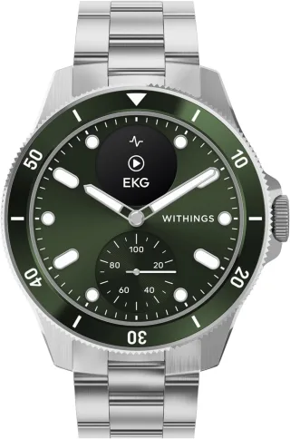 Withings ScanWatch Nova [inkl. Edelstahl-Armband silber] 42mm Edelstahlgehäuse grün/silber