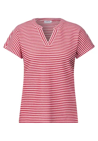 Cecil - Gestreiftes Strukturshirt rot - Gr. - XS