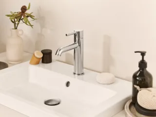 Hansa Ablaufgarnitur Push-Open HANSA 0764, Stahl gebürstet, 0764010080 0764010080