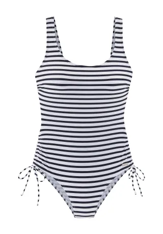 LASCANA - Venice Beach LM exkl. Sport Badeanzug navy-white s - Gr. - 34A