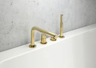 Herzbach SIRO PVD GOLD Vierloch-Wannenarmatur mit Auslauf Gold, 30.120250.1.03 30.120250.1.03