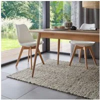 TaCa Home Wollteppich Handweb Woll-Teppich, rechteckig, Höhe: 10 mm, Grau Meliert - 70 x 130 cm