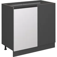 Vicco Eckunterschrank R-Line, Weiß/Anthrazit, 86 cm J-Shape, ohne Arbeitsplatte (1-St)