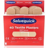 Salvequick® Wundpflaster Salvequick 6444 Textile Pflasterstrips Refill 40Stk (Nachfüllpackung, 40 St., in zwei Größen), allergiegetestet, hautfreundlich, selbstklebend