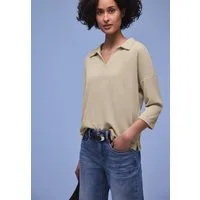 STREET ONE 3/4-Arm-Shirt mit Polokragen und V-Ausschnitt