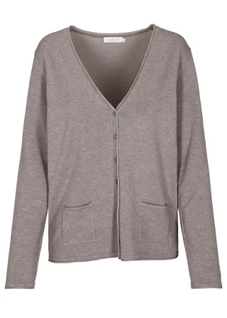 CLARINA - NOS V-Cardigan, 1/1 Arm, uni 743 mokka mel. - Gr. - 38