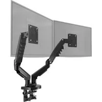 Poppstar Monitor-Halterung Höhenverstellbare Tischhalterung für 2 Monitore (17 Zoll bis 27 Zoll), (bis 27,00 Zoll, 360° schwenkbare, drehbare & neigbare Monitor-Arme)