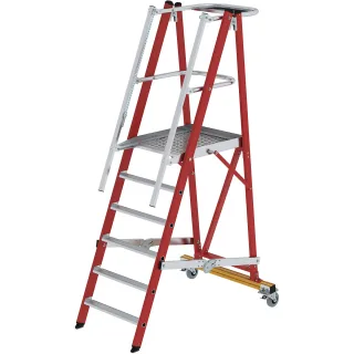 Munk Plattformleiter GFK/Alu klappbar und fahrbar mit GFK-Handlauf - 036326