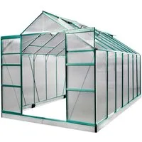 BRAST Gewächshaus ALU mit Fundament rostfrei 430x250x235cm TÜV geprüft, BxTxH: 250 x 430 x 235 cm, wetterfestes hochwertiges Aluminium, Temperaturbeständig, Wärmedämmend, Lichtbrechend & UV-stabilisiert