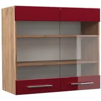 Vicco Glashängeschrank Fame-Line, Bordeaux Hochglanz/Goldkraft Eiche, 80 cm (1-St)