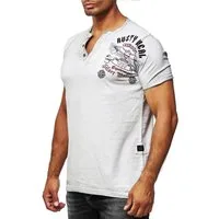 R-NEAL T-Shirt T-Shirt Verwaschen Regular Printed Oil Washed Roundneck S M L XL XXL