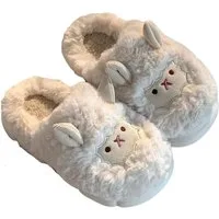 NEXORA Flauschige Hausschuhe mit Schaf-Motiv – Warme Plüsch Pantoffeln Damen Plüsch Hausschuhe kuschelige Hausschuhe im 3D-Design