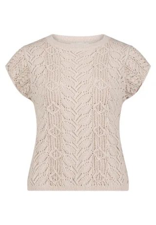 CARTOON - Strickpullover mit Lochmuster beige - Gr. - 36