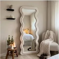 LUNAMIRROR Ganzkörperspiegel Unregelmäßig gewellter Ganzkörperspiegel, wandmontierter Standspiegel (1-St), für Schlafzimmer und Flur, 160×60cm, weiß