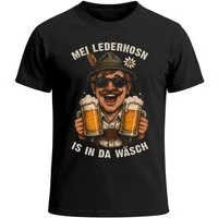 MoonWorks Print-Shirt Herren T-Shirt für das Oktoberfest – Mei Lederhosen is in da Wäsch – mit Print
