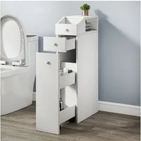 oyajia Badkommode Badezimmerschrank mit Schublade auf Rollen (Toilettenschrank mit Schubladen)
