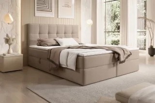 Boxspringbett Schlafzimmerbett ARTURO 120x200cm Stoff Freya Kakao