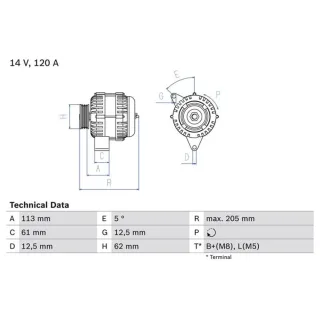 Bosch Lichtmaschine 120A Alfa Fiat Opel 1,9