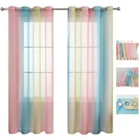 BTTO V&G Scheibengardine 1/2er Set Vorhang, Ösen Gardine Transparente Voile Fensterschal (2 St), Vorhang Farbverlauf