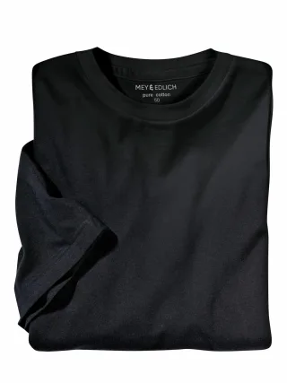Mey & Edlich Herren Benchmark-Shirt Rundhals Doppelpack Schwarz 100 % Baumwolle