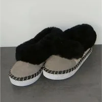 Holzprodukte Herren Hausschuhe Lammfell Pantoffeln Hüttenschuhe Ledersohle Winter Hausschuh warm